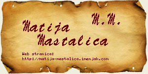 Matija Mastalica vizit kartica